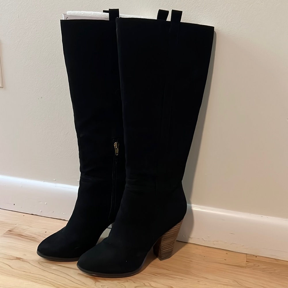 Used- Charles by Charles David microsuede knew high stacked heel boots, size 8